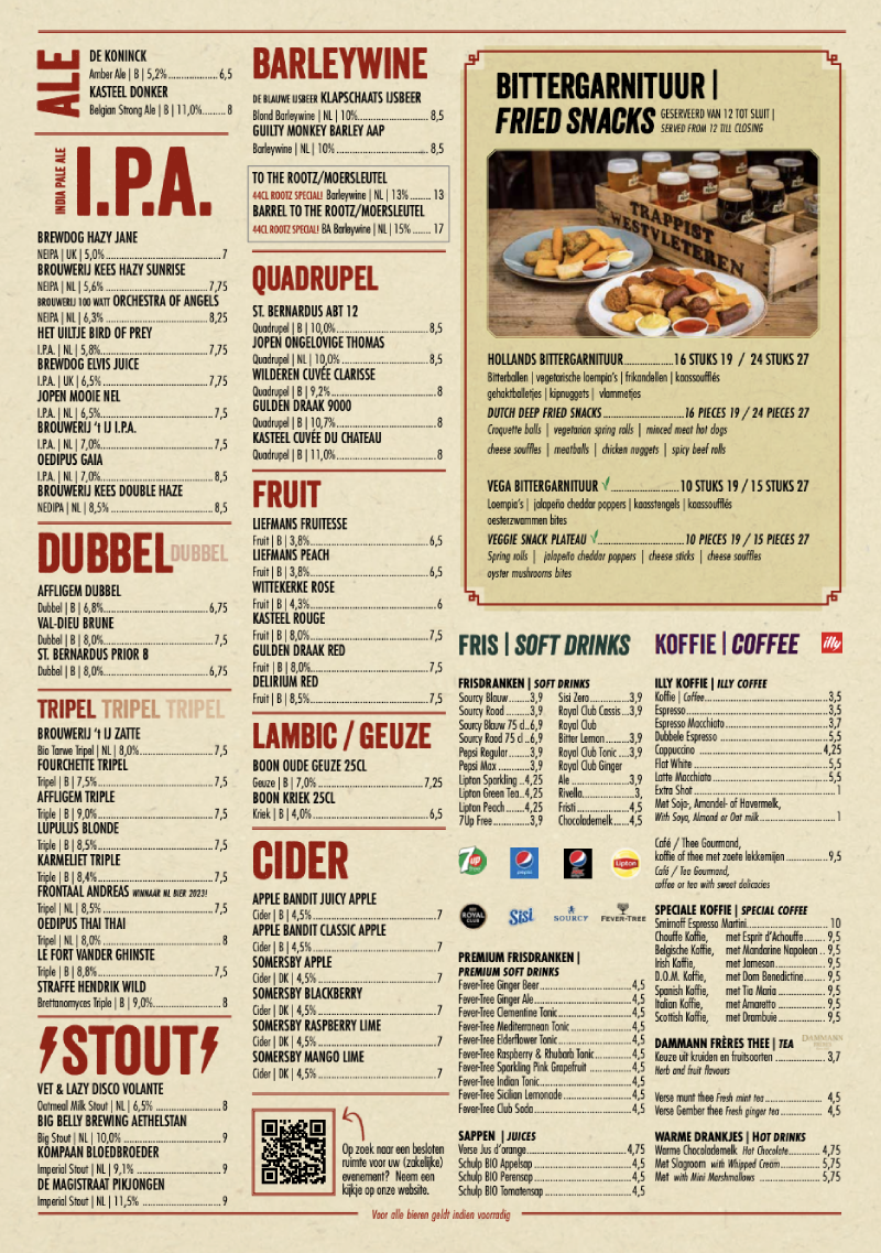 Drankenkaart Rootz Den Haag