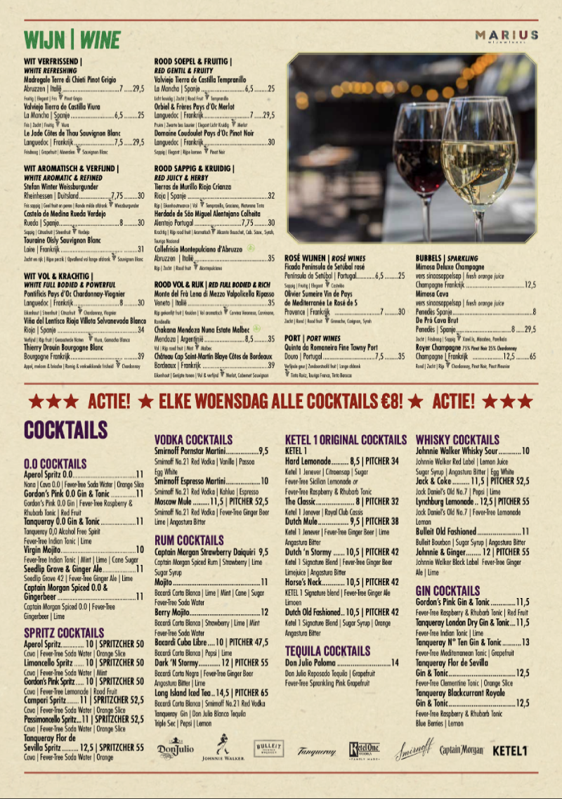 Drankenkaart Rootz Den Haag